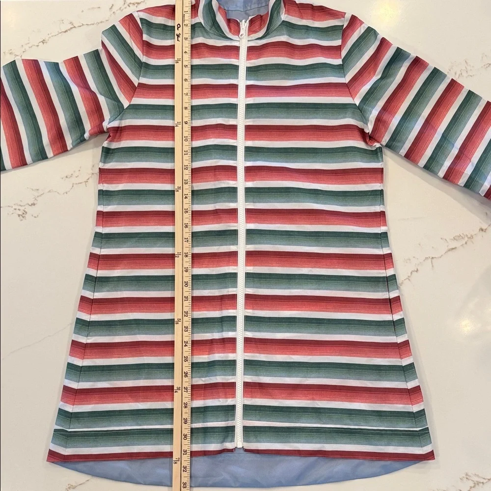 Byrdie Golf Social Wear Reversible Long Striped/Blue Jacket Small - Picture 4 of 7